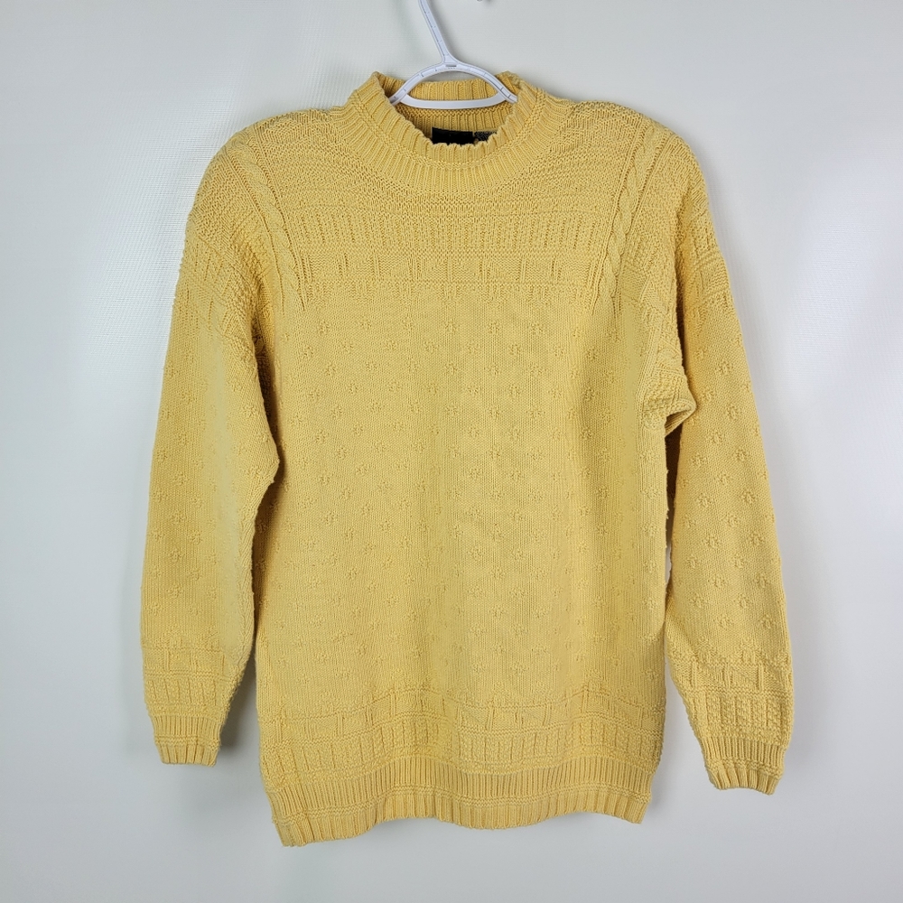 Lizwear 100% Cotton Vintage Knit Sweater With Shoulder Pads Sz Small